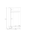 Armadio Livia 2 ante in rovere con dettaglio effetto rattan 110x52x208H