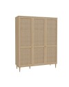 Armadio Livia 3 ante frontali effetto rattan intrecciato colore rovere 165x52x208H