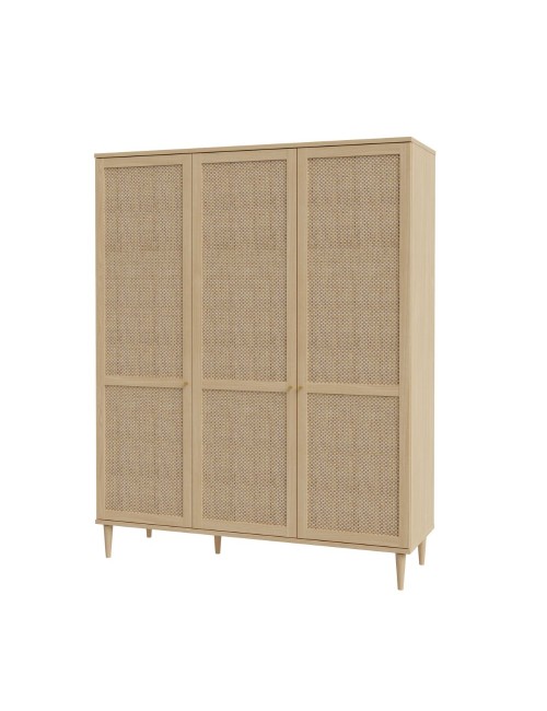 Armadio Livia 3 ante frontali effetto rattan intrecciato colore rovere 165x52x208H