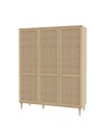 Armadio Livia 3 ante frontali effetto rattan intrecciato colore rovere 165x52x208H