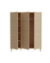 Armadio Livia 3 ante frontali effetto rattan intrecciato colore rovere 165x52x208H