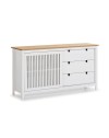 Credenza Bruna in legno massiccio colore bianco e pino 150x40x80H - Anta scorrevole e 3 cassetti