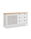 Credenza Bruna in legno massiccio colore bianco e pino 150x40x80H - Anta scorrevole e 3 cassetti