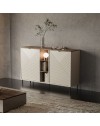 Credenza Mirage08 con 2 ante design geometrico e vani a giorno – Cashmere e Rovere