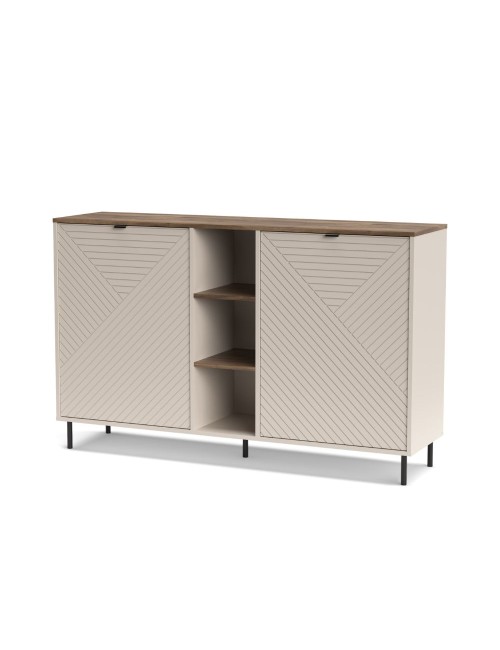 Credenza Mirage08 con 2 ante design geometrico e vani a giorno – Cashmere e Rovere