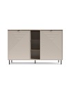 Credenza Mirage08 con 2 ante design geometrico e vani a giorno – Cashmere e Rovere