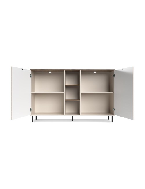 Credenza Mirage08 con 2 ante design geometrico e vani a giorno – Cashmere e Rovere