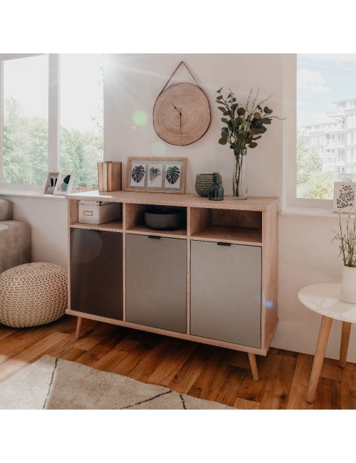 Credenza Epik51 con 3 ante 120x40x88,3 colore rovere antracite grigio