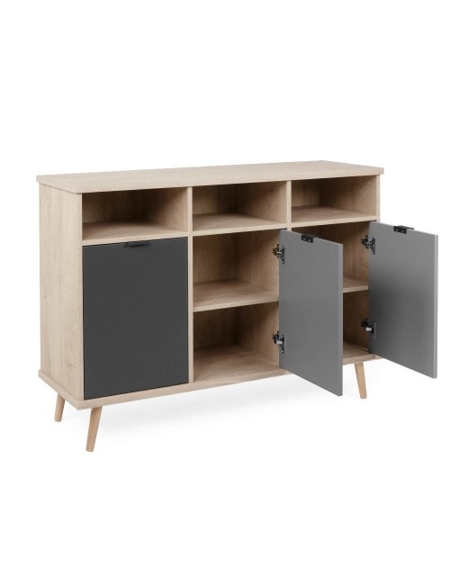 Credenza Epik 51 con 3 Ante 120x40x88,3 Colore Rovere Antracite Grigio