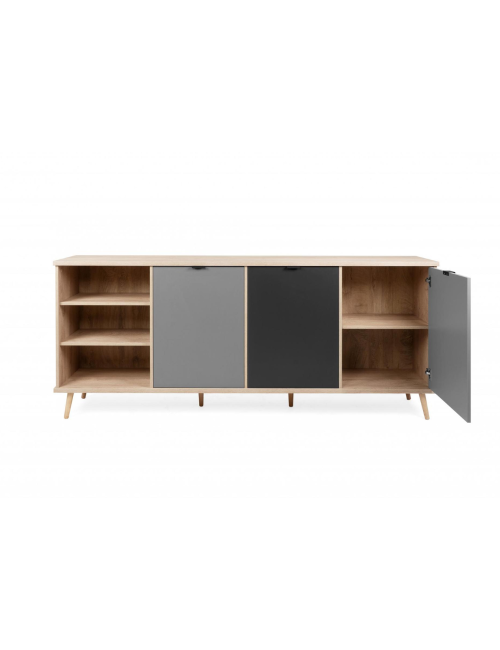Madia 3 Ante Vano a Giorno 209,6x40x88,3 Epik56 Rovere Antracite Grigio