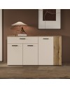 Credenza 4 ante e 1 cassetto Frezo03 cashmere e rovere con listelli verticali 150x42x83H