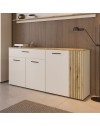 Credenza 4 ante e 1 cassetto Frezo03 cashmere e rovere con listelli verticali 150x42x83H