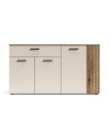 Credenza 4 ante e 1 cassetto Frezo03 cashmere e rovere con listelli verticali 150x42x83H