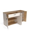 Credenza 4 ante e 1 cassetto Frezo03 cashmere e rovere con listelli verticali 150x42x83H
