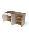 Credenza 4 ante e 1 cassetto Frezo03 cashmere e rovere con listelli verticali 150x42x83H