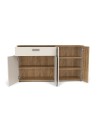 Credenza 4 ante e 1 cassetto Frezo03 cashmere e rovere con listelli verticali 150x42x83H