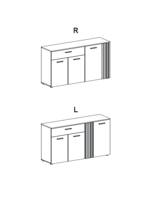 Credenza 4 ante e 1 cassetto Frezo03 cashmere e rovere con listelli verticali 150x42x83H