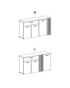 Credenza 4 ante e 1 cassetto Frezo03 cashmere e rovere con listelli verticali 150x42x83H