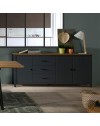 Credenza Miranda in legno massiccio colore blu e pino 191x40x80H - 3 Ante e 3 cassetti