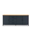 Credenza Miranda in legno massiccio colore blu e pino 191x40x80H - 3 Ante e 3 cassetti