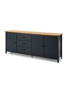 Credenza Miranda in legno massiccio colore blu e pino 191x40x80H - 3 Ante e 3 cassetti