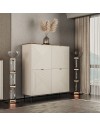 Credenza Mirage02 con 4 ante design geometrico colore cashmere e top rovere