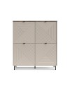 Credenza Mirage02 con 4 ante design geometrico colore cashmere e top rovere