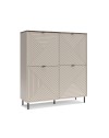 Credenza Mirage02 con 4 ante design geometrico colore cashmere e top rovere