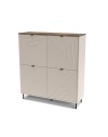 Credenza Mirage02 con 4 ante design geometrico colore cashmere e top rovere
