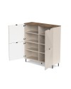 Credenza Mirage02 con 4 ante design geometrico colore cashmere e top rovere