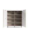 Credenza Mirage02 con 4 ante design geometrico colore cashmere e top rovere
