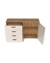 Credenza 4 cassetti e 2 ante Frezo02 cashmere e rovere con listelli verticali 139x38x86H