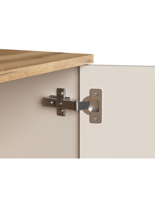 Credenza 4 cassetti e 2 ante Frezo02 cashmere e rovere con listelli verticali 139x38x86H
