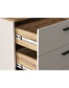 Credenza 4 cassetti e 2 ante Frezo02 cashmere e rovere con listelli verticali 139x38x86H