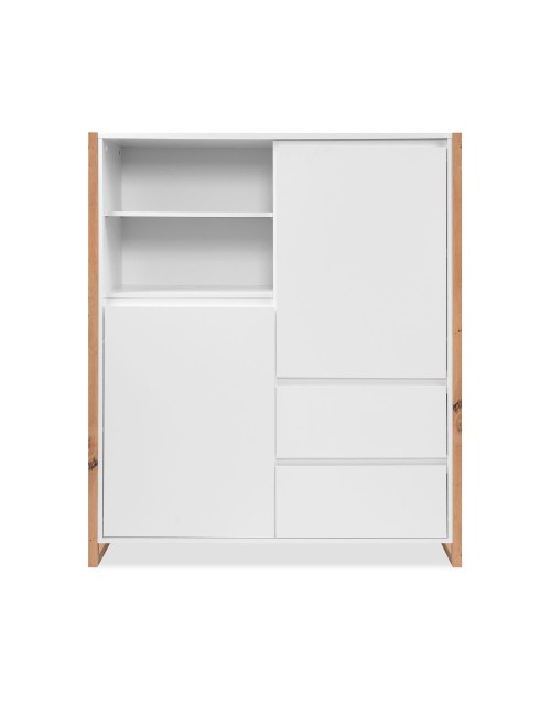 Credenza alta L120XP40XH140 New Denver51 colore bianco e rovere
