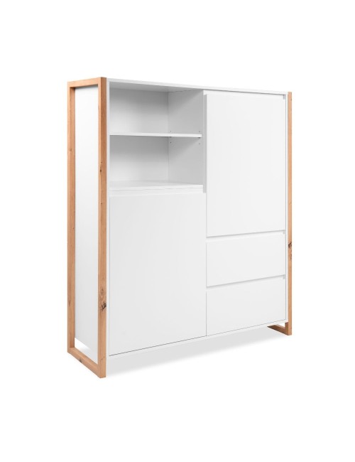 Credenza alta L120XP40XH140 New Denver51 colore bianco e rovere