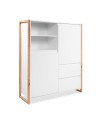 Credenza alta L120XP40XH140 New Denver51 colore bianco e rovere