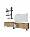 Parete attrezzata 180 cm. porta tv e libreria rovere Zenon