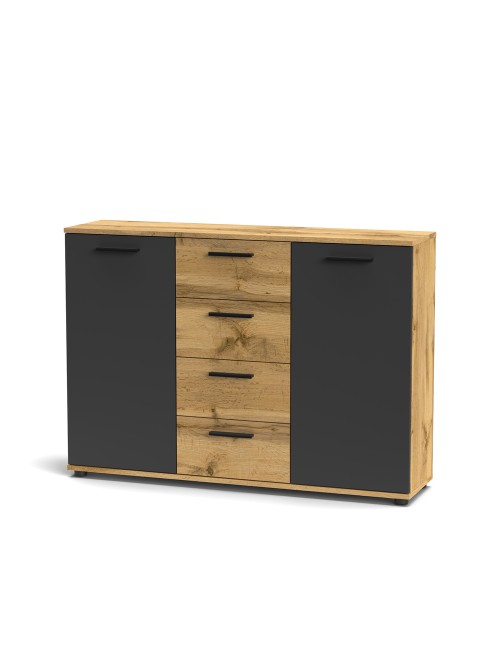 Credenza 2 ante e 4 cassetti rovere antracite Berno4 Prezzo