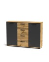 Credenza 2 ante e 4 cassetti rovere e antracite Berno4 120,2x32,5x85,3h
