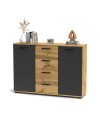 Credenza 2 ante e 4 cassetti rovere e antracite Berno4 120,2x32,5x85,3h