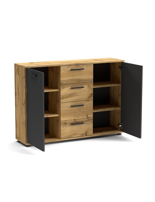 Credenza 2 ante e 4 cassetti rovere antracite Berno4 Prezzo