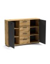 Credenza 2 ante e 4 cassetti rovere e antracite Berno4 120,2x32,5x85,3h