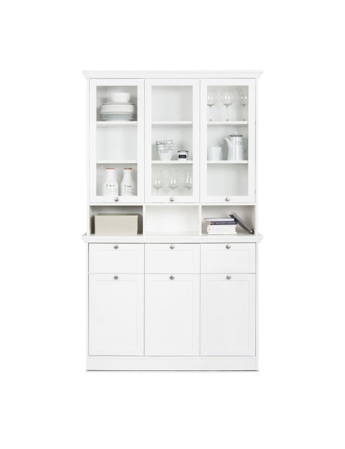 Credenza con tre ante in vetro e tre cassetti Landwood50 colore bianco