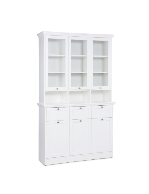 Credenza con tre ante in vetro e tre cassetti Landwood50 colore bianco