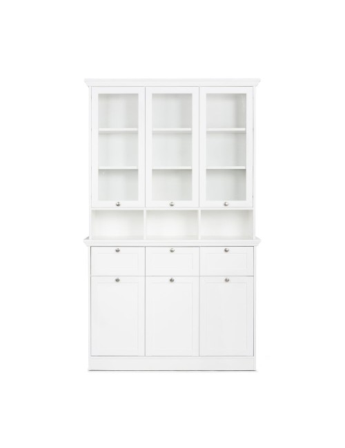 Credenza con tre ante in vetro e tre cassetti Landwood50 colore bianco
