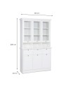 Credenza con tre ante in vetro e tre cassetti Landwood50 colore bianco