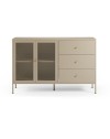 Credenza Fayna in metallo sabbia con 2 ante e 3 cassetti 140x40x90H Design industriale