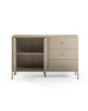 Credenza Fayna in metallo sabbia con 2 ante e 3 cassetti 140x40x90H Design industriale
