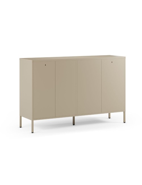 Credenza Fayna in metallo sabbia con 2 ante e 3 cassetti 140x40x90H Design industriale